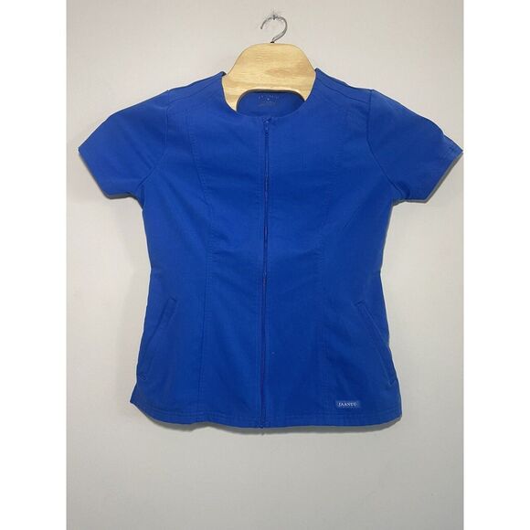 Jaanuu Princess Full Zip Scrub Top in Royal Blue Size Small - Picture 1 of 9